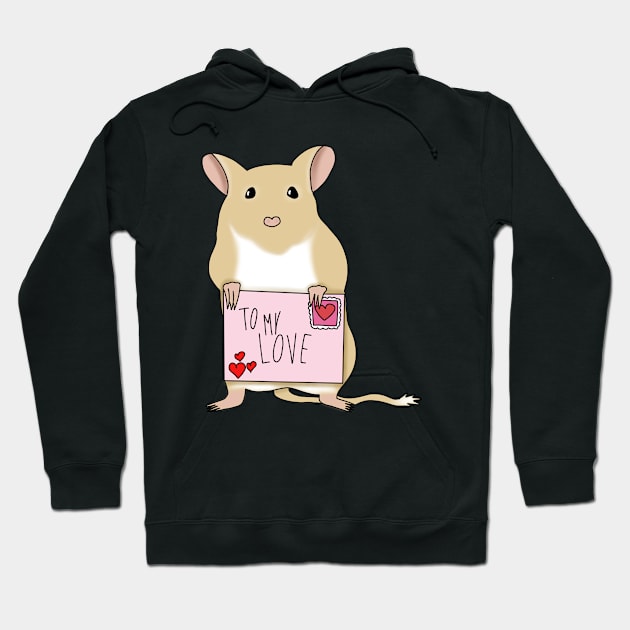 Cute golden gerbil holding love letter Hoodie by Becky-Marie